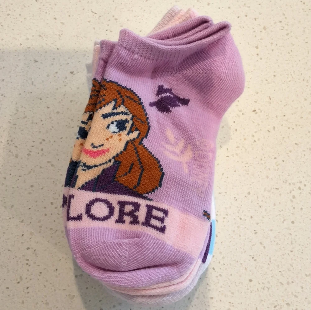Disney Frozen 2 Girls No Show Socks, 6 Pairs, Shoe Size: (S)6-10.5, New With Tag